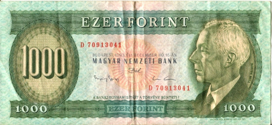 1000 FORINT "BÉLA BARTÒK" · Hungary · 1993