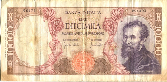 10000 LIRE "MICHELANGELO" Italy 1964